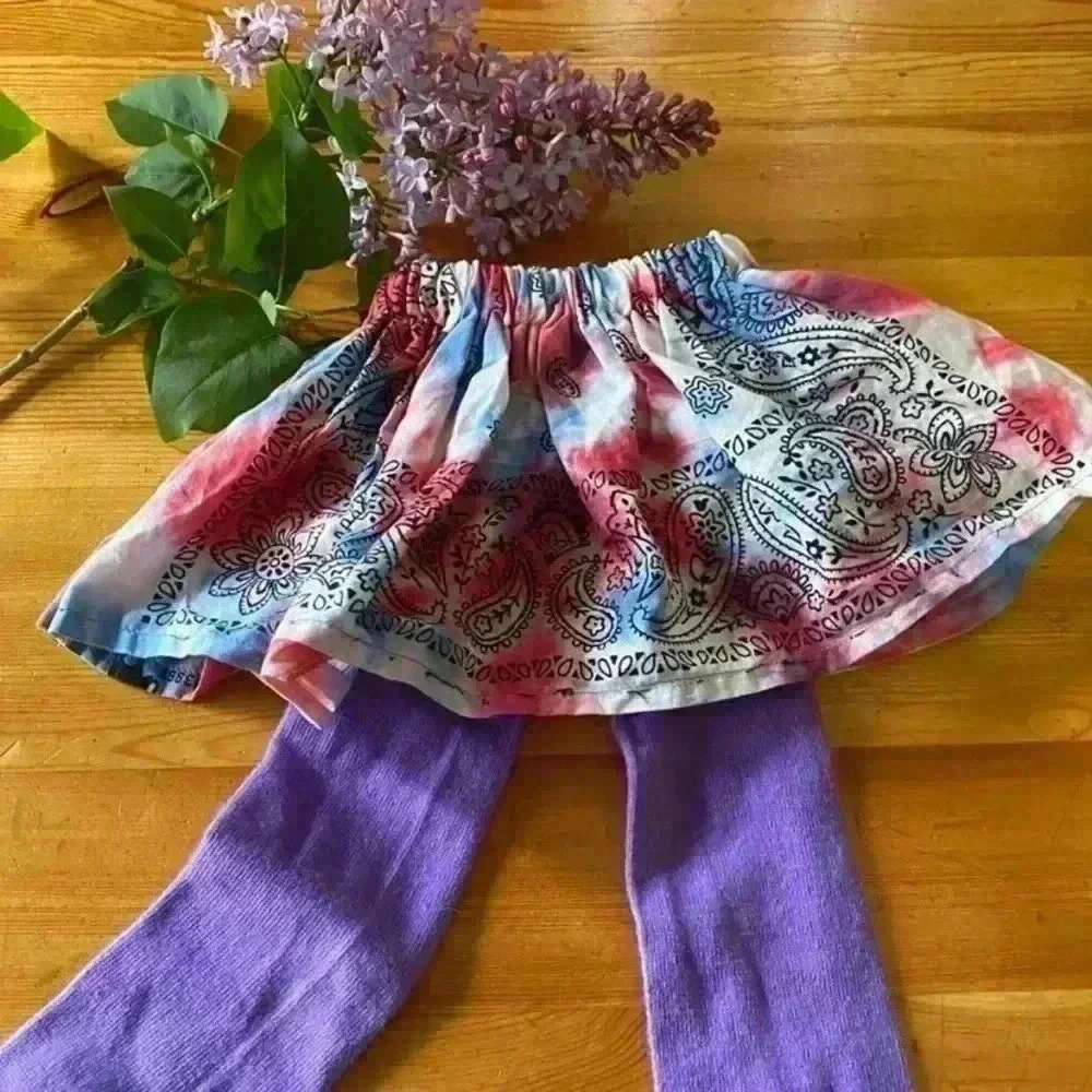 Handmade Tie dye bandana skirt set 6 months baby girl new
